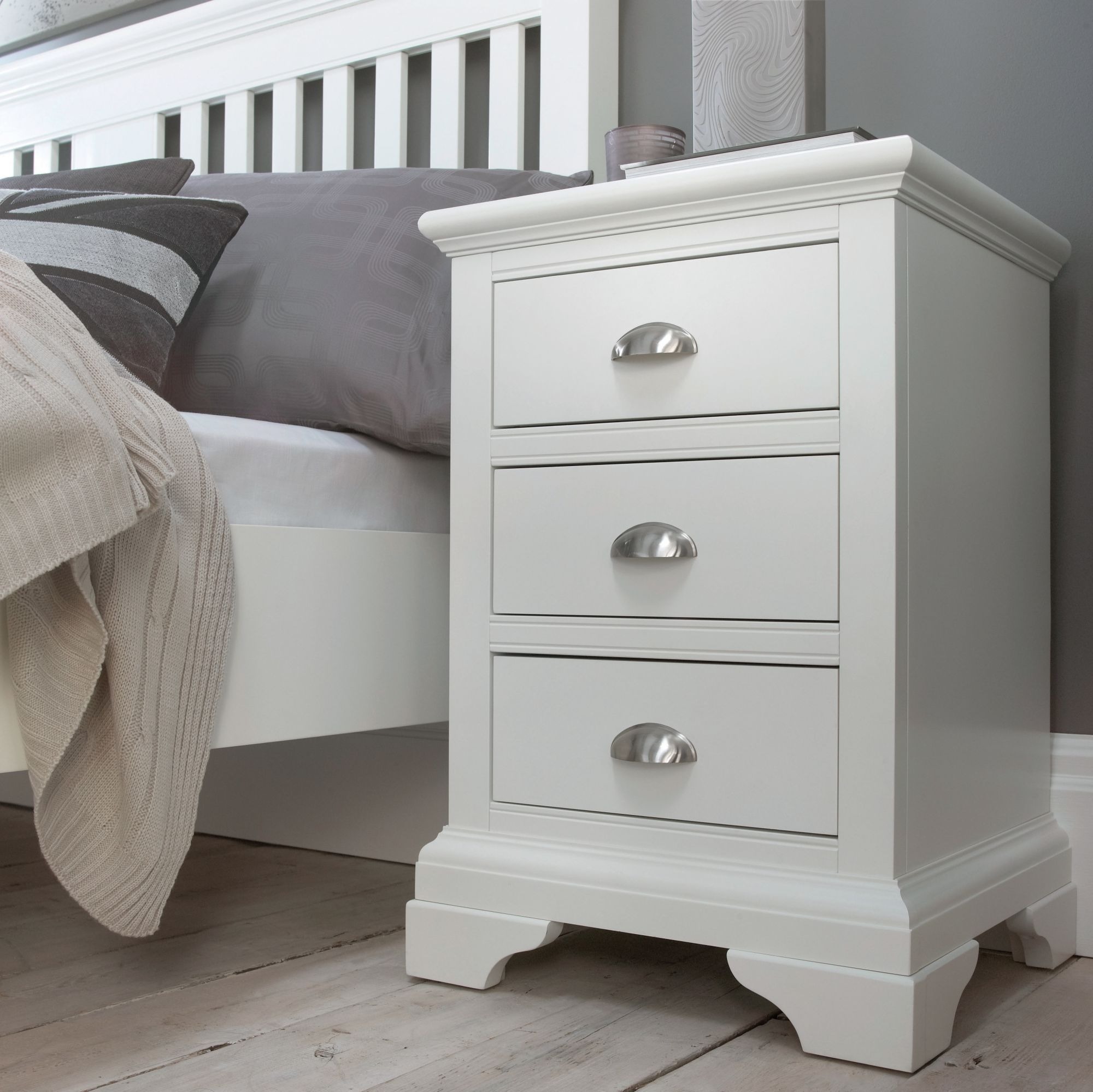 Hampstead White 3 Drawer Nightstand - Style Our Home