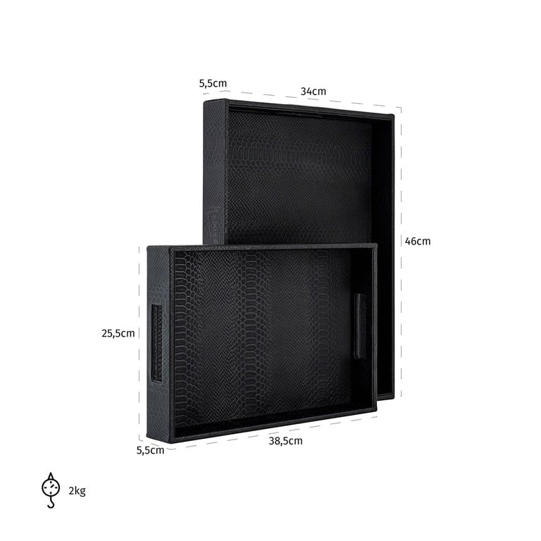 Tray Blane black croco set of 2 (Black) by  Richmond Interiors | Style Our Home