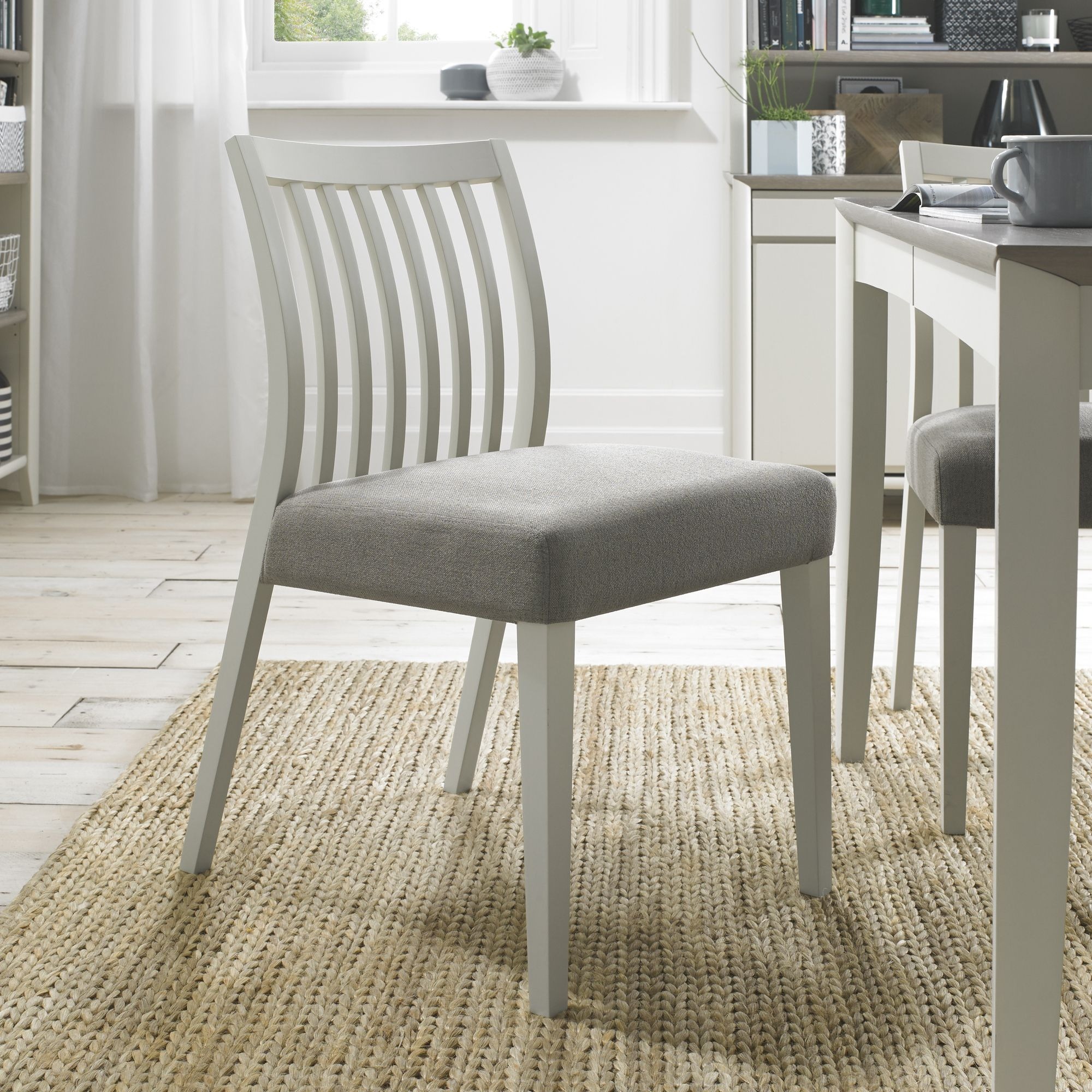 Bergen Grey Washed Oak & Soft Grey Low Slatted Titanium Dining Chair (a pair) - Style Our Home