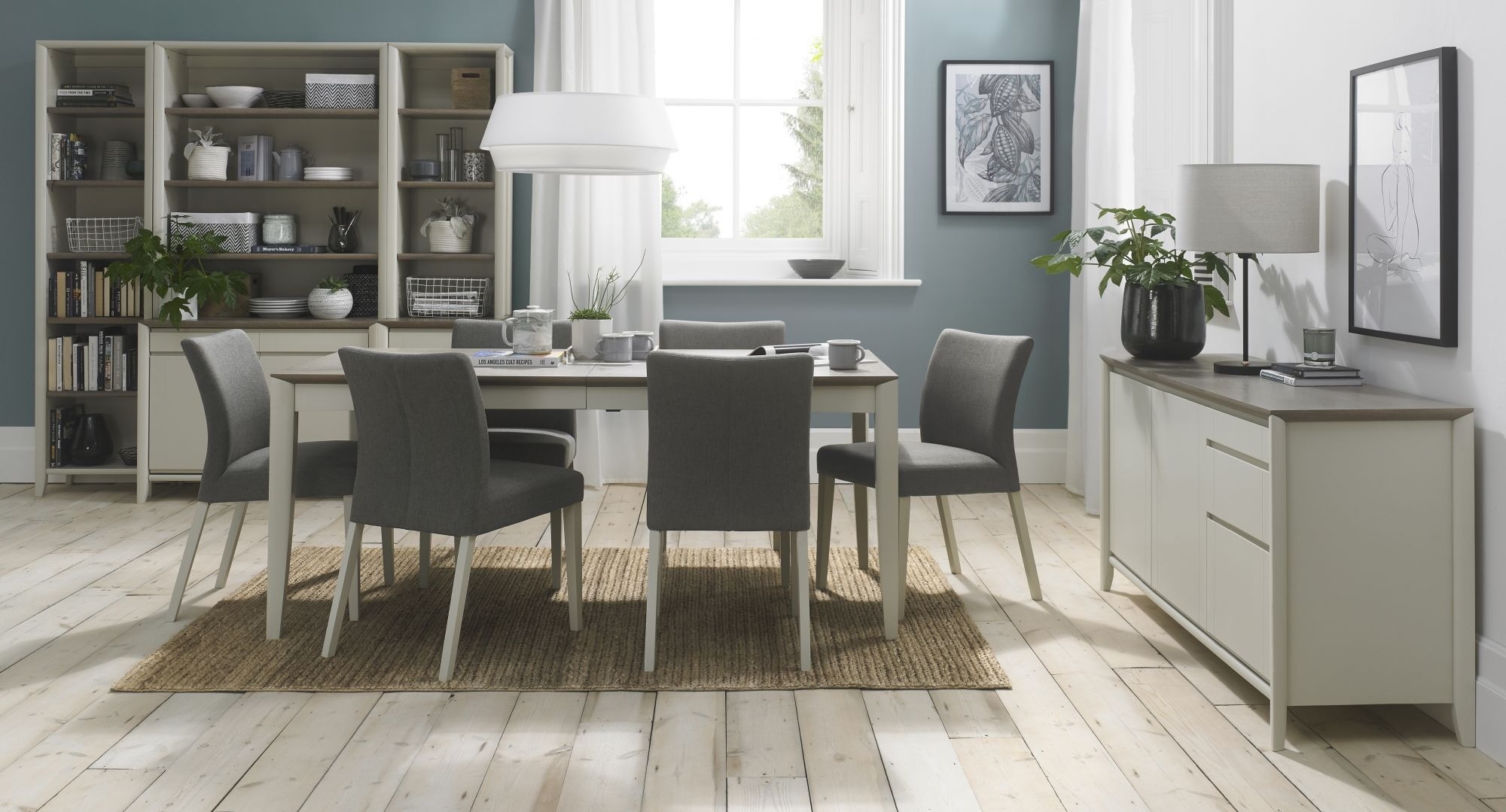 Bergen Grey Washed Oak & Soft Grey Medium Extending Dining Table - Style Our Home