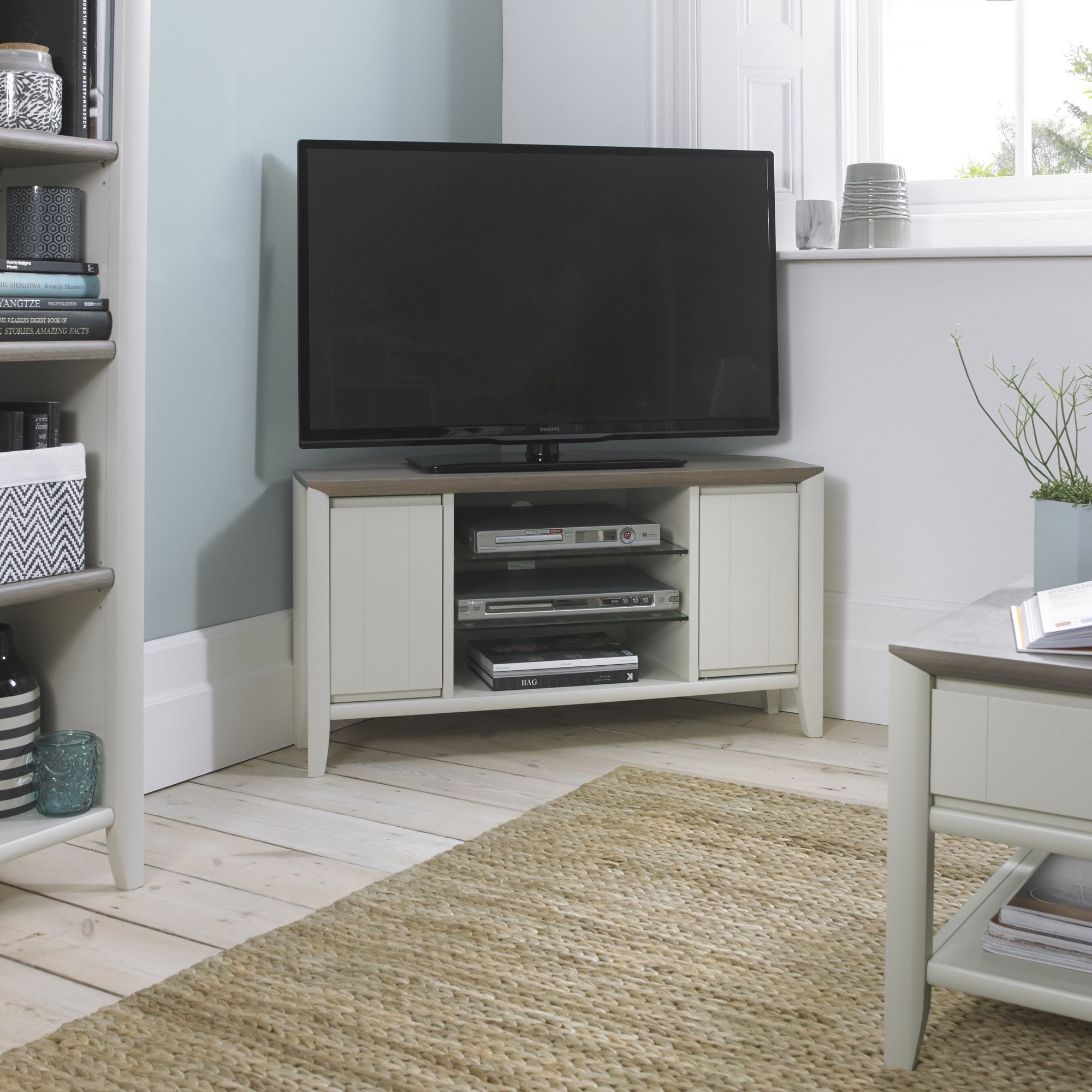 Bergen Grey Washed Oak & Soft Grey Corner Entertainment Unit - Style Our Home