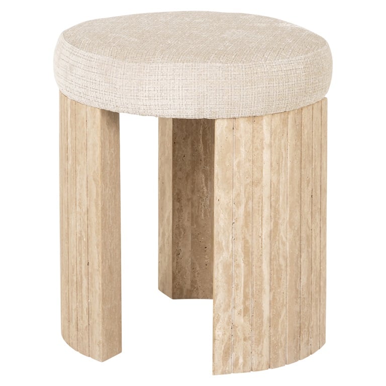 Gallice Natural Beige Travertine Pouffe by Richmond Interiors | Style Our Home