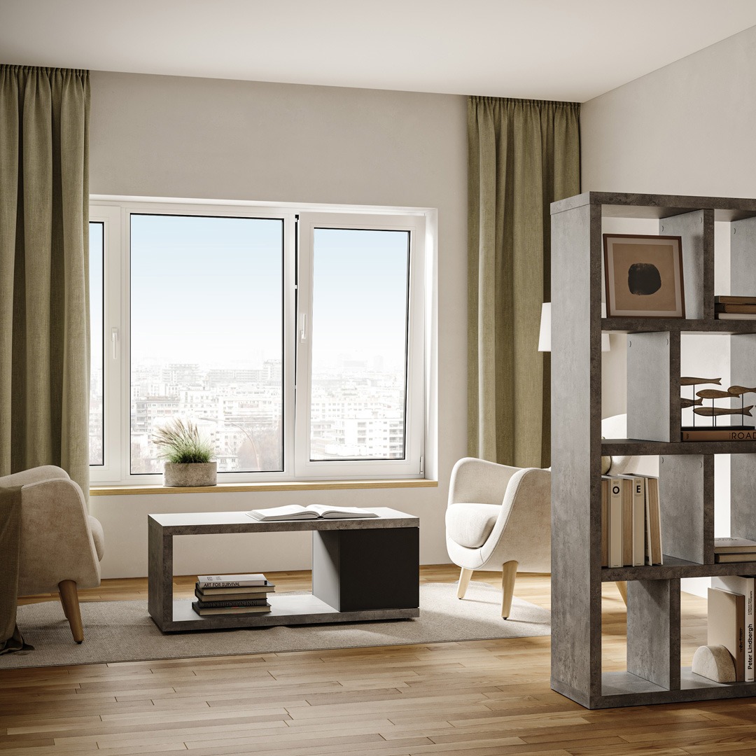 Berlin Concrete (Melamine) / Pure Black (Matte) Coffee Table | Style Our Home