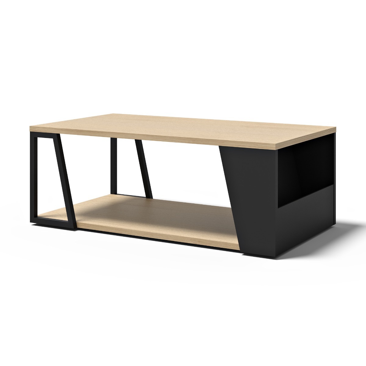 Albi Light Oak / Black Metal Coffee Table | Style Our Home
