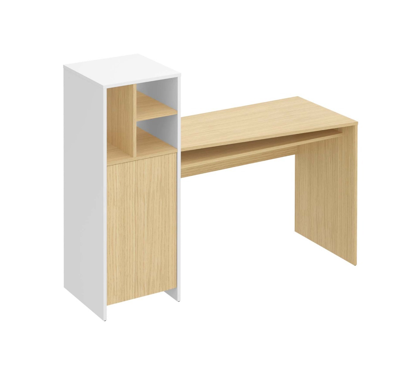 Mitch Light Oak (Melamine) / Pure White Desk | Style Our Home
