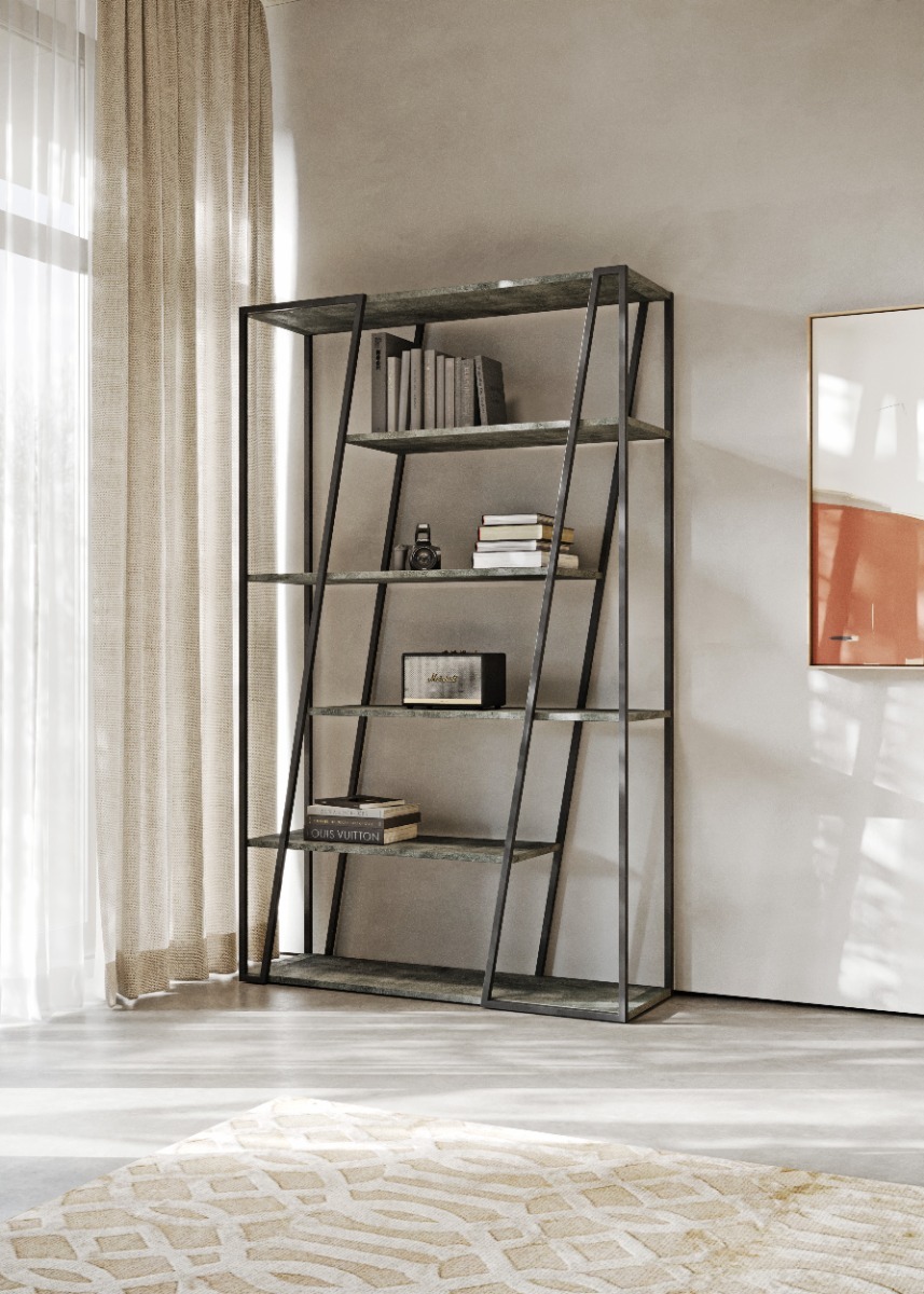 Albi Concrete / Black Metal Bookcase | Style Our Home
