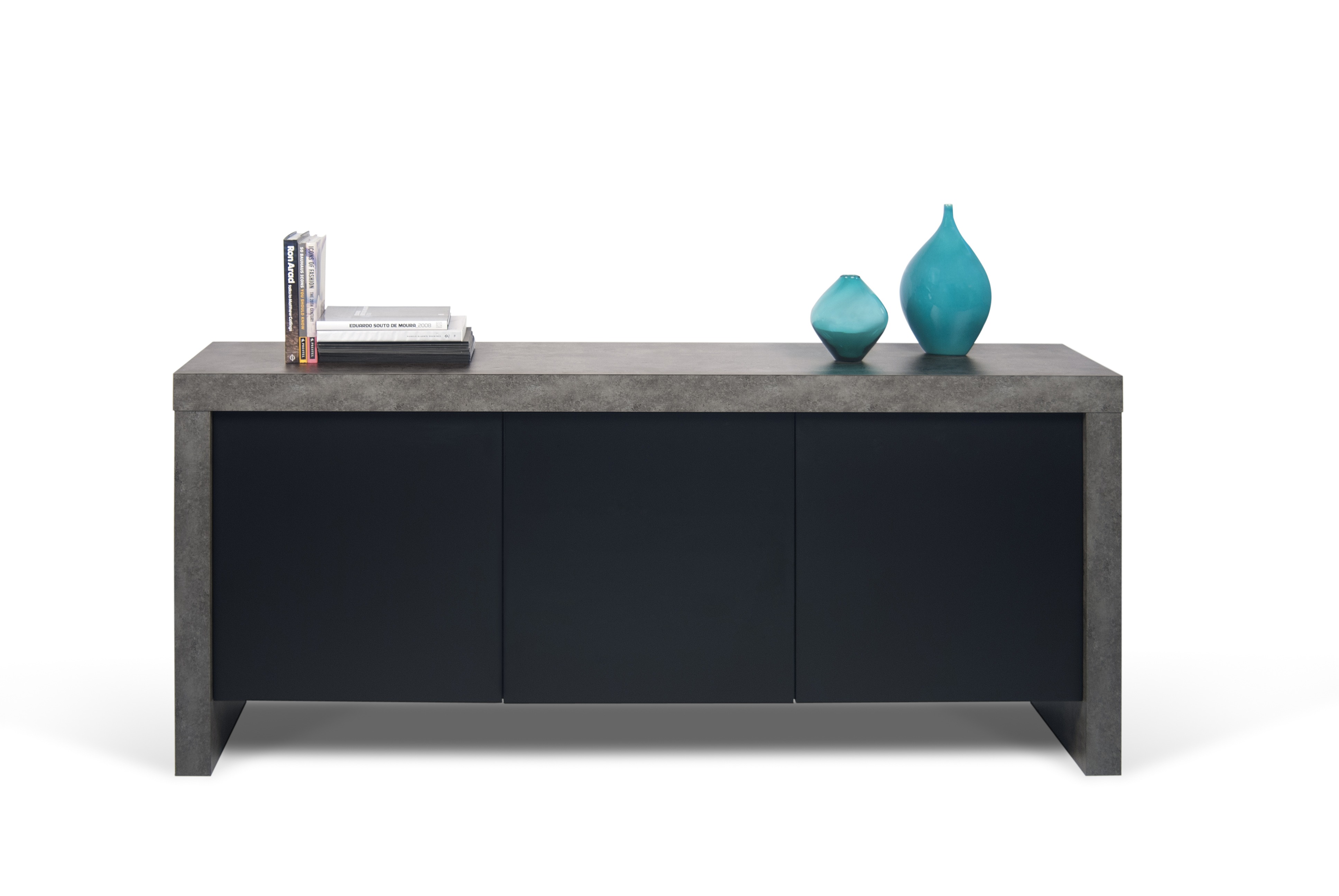 Kobe Concrete & Black 3 Door Sideboard - Style Our Home 