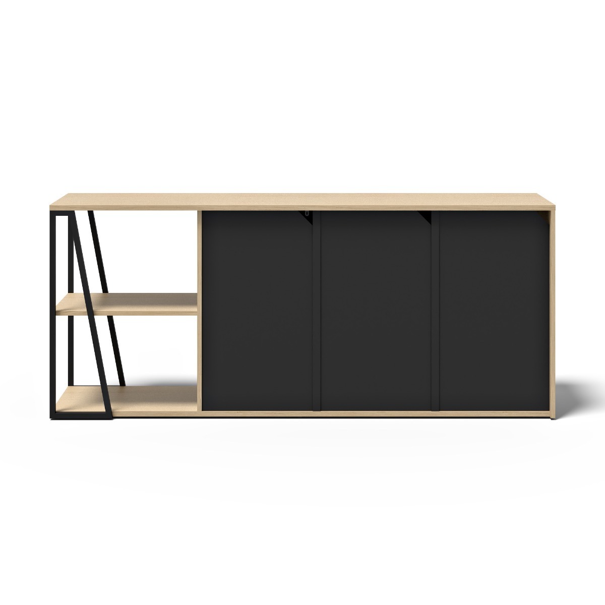 Albi Light Oak / Black Metal Sideboard 190 | Style Our Home
