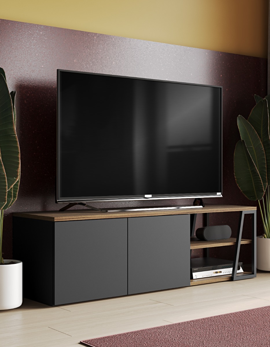 Albi Walnut / Black Metal Tv Stand 145 | Style Our Home
