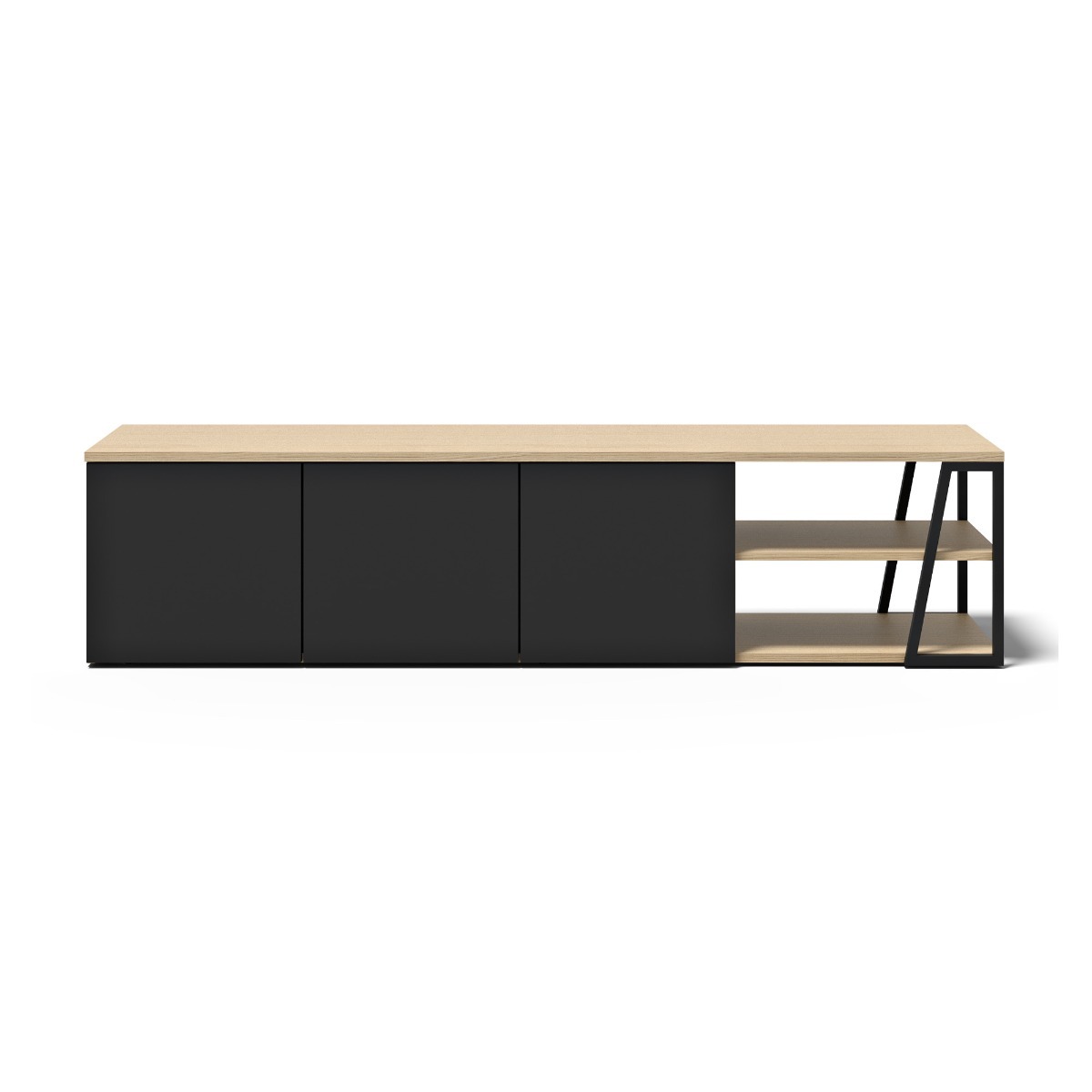 Albi Light Oak / Black Metal Tv Stand 190 | Style Our Home
