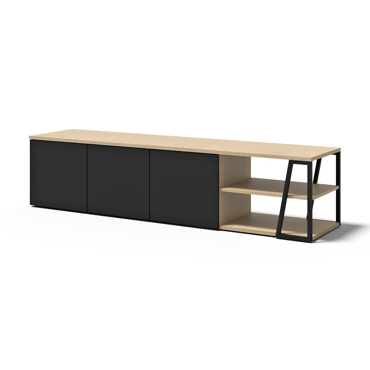 Albi Light Oak / Black Metal Tv Stand 190 | Style Our Home
