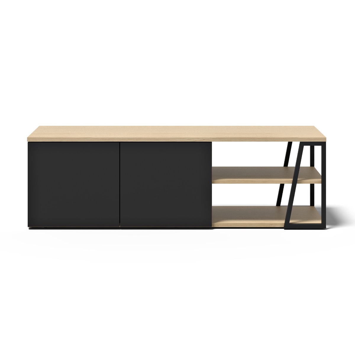 Albi Light Oak / Black Metal Tv Stand 145 | Style Our Home
