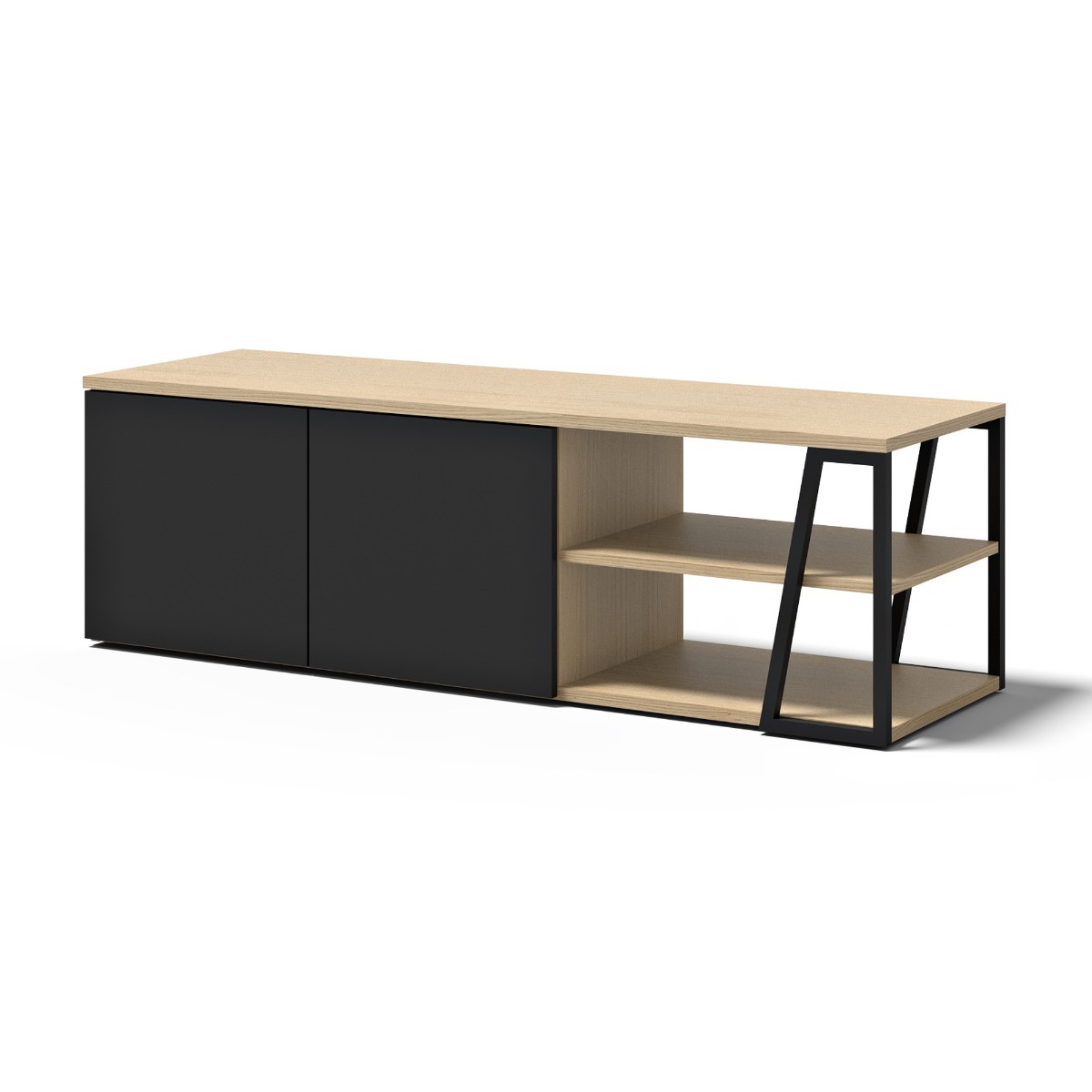 Albi Light Oak / Black Metal Tv Stand 145 | Style Our Home
