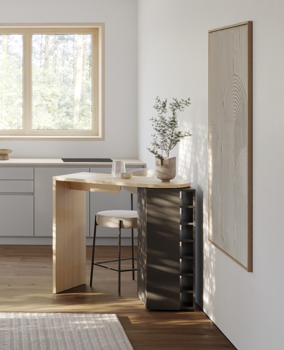 Roll Light Oak (Melamine) / Pure Black Bar Table | Style Our Home
