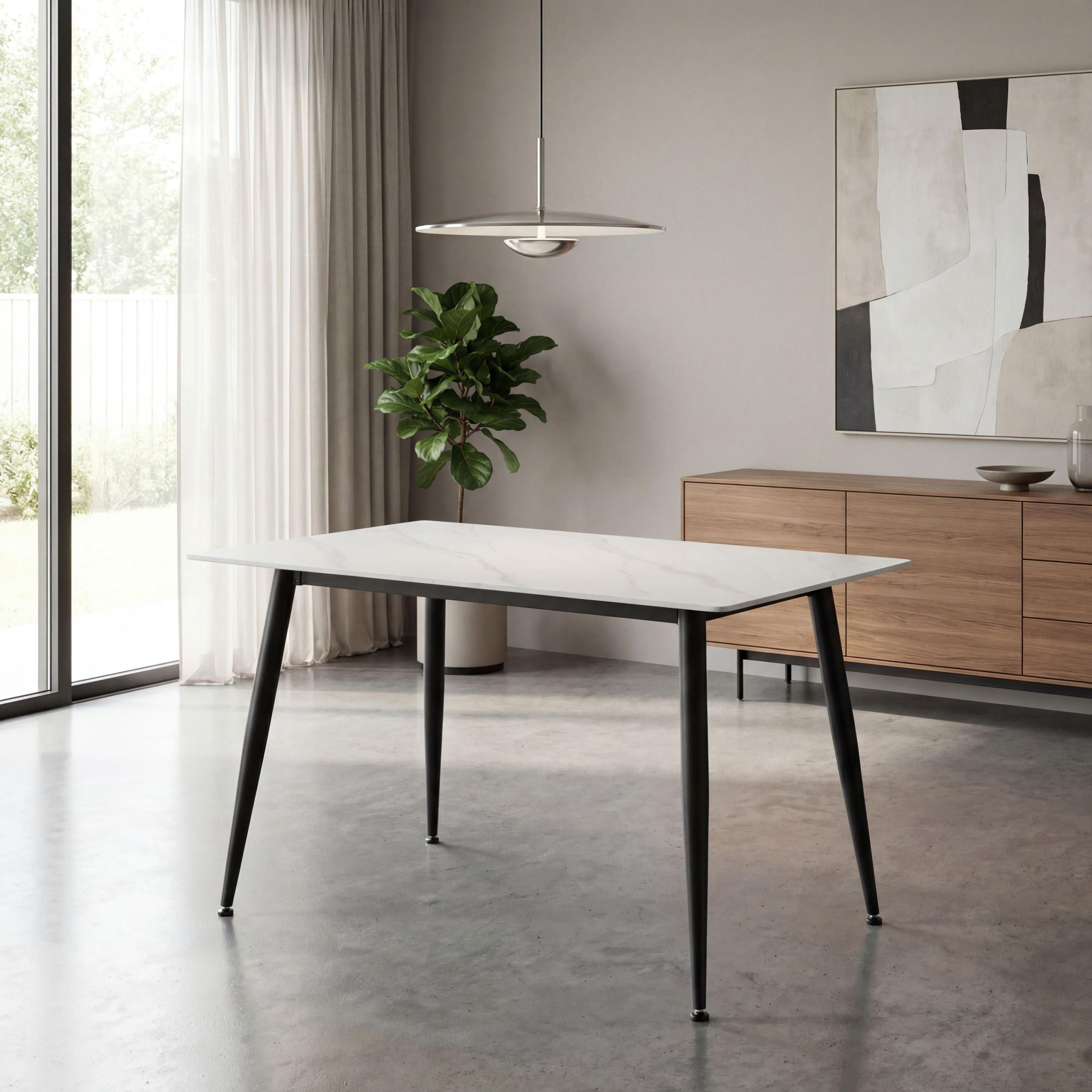 Highgrwick 1.2m White Marble Effect Ceramic Dining Table by Shankar | Style Our Home