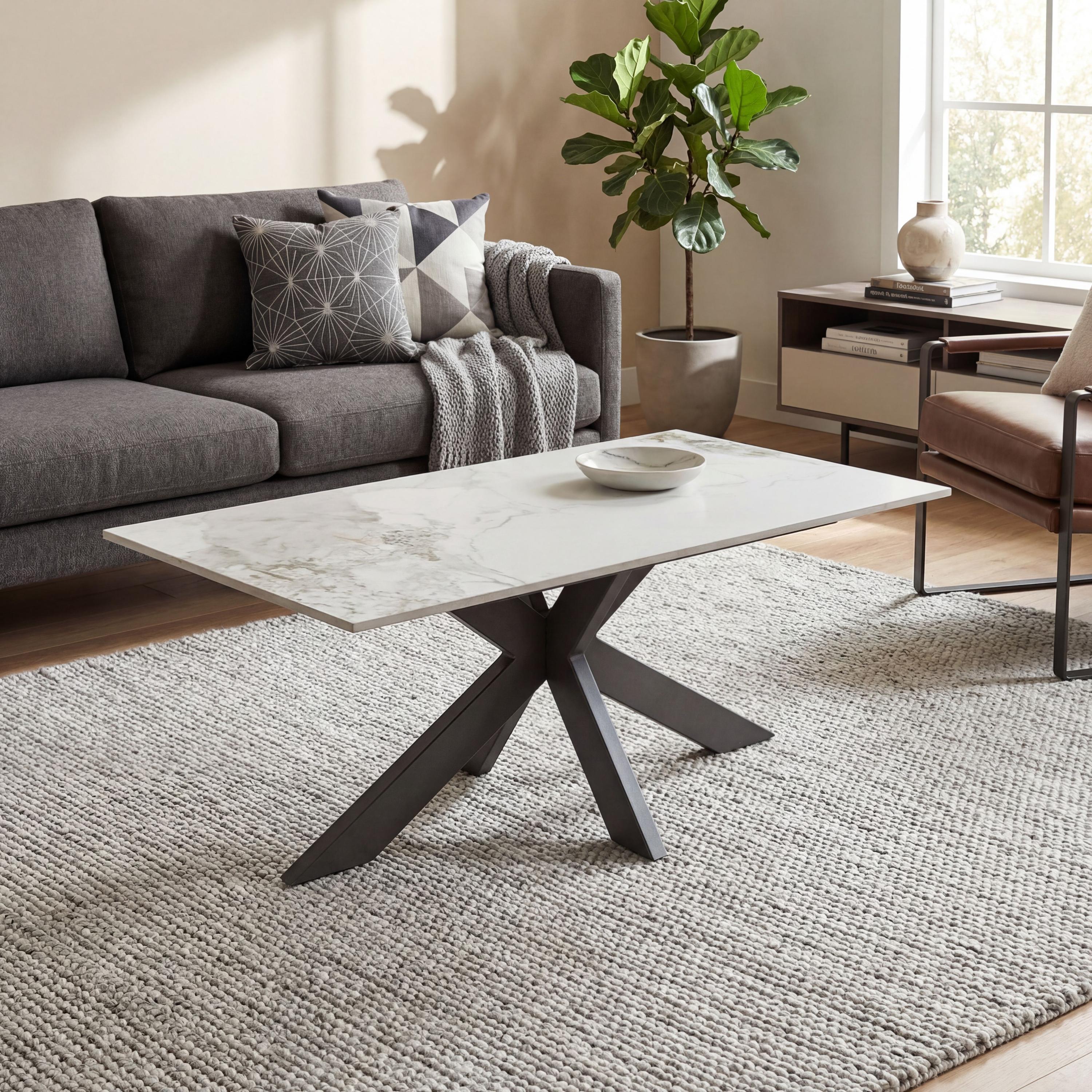 Helmsbrook White Marble Effect Ceramic Coffee Table by Shankar | Style Our Home