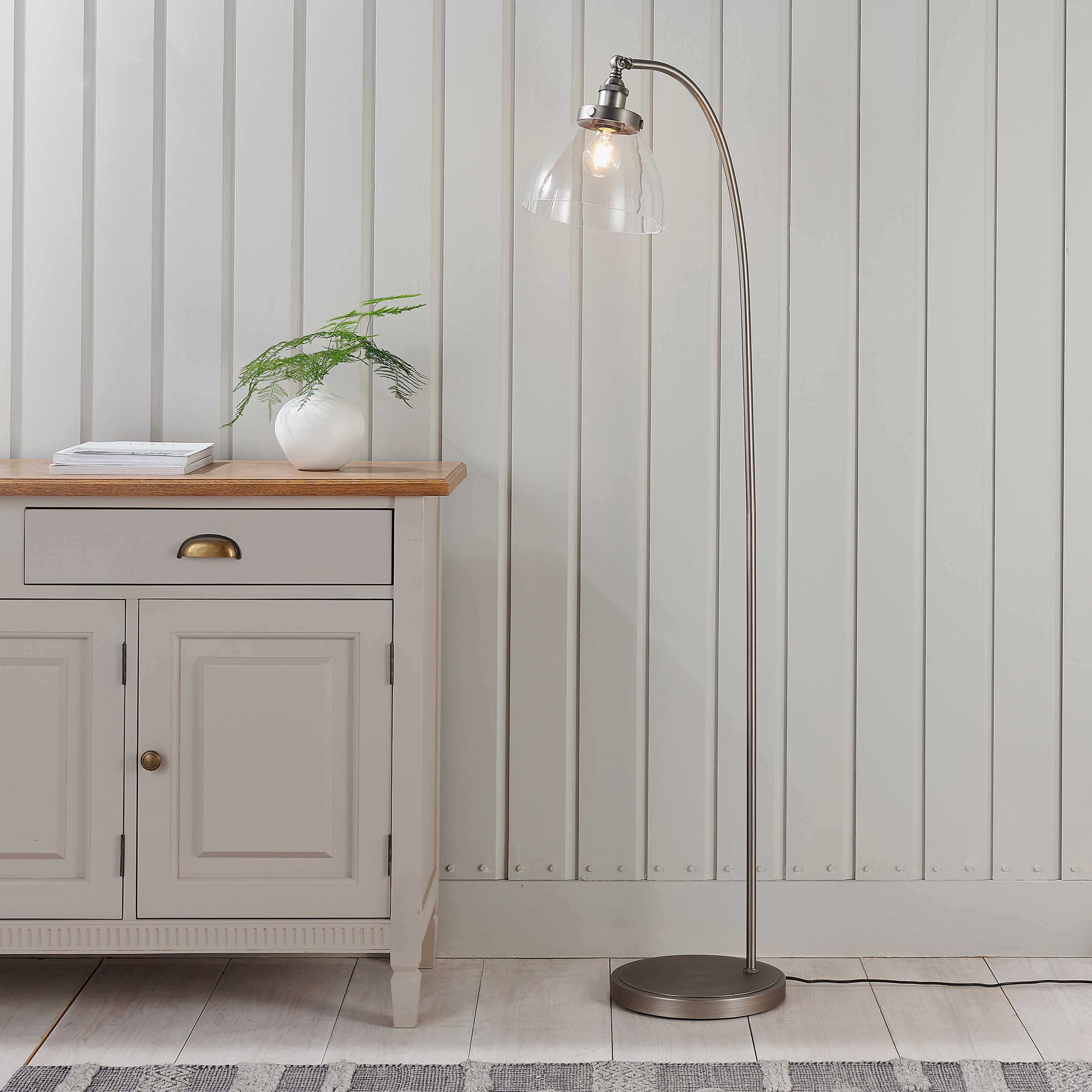Hansano 1 Floor Light Brushed Silver by Gallary Living | Style Our Home