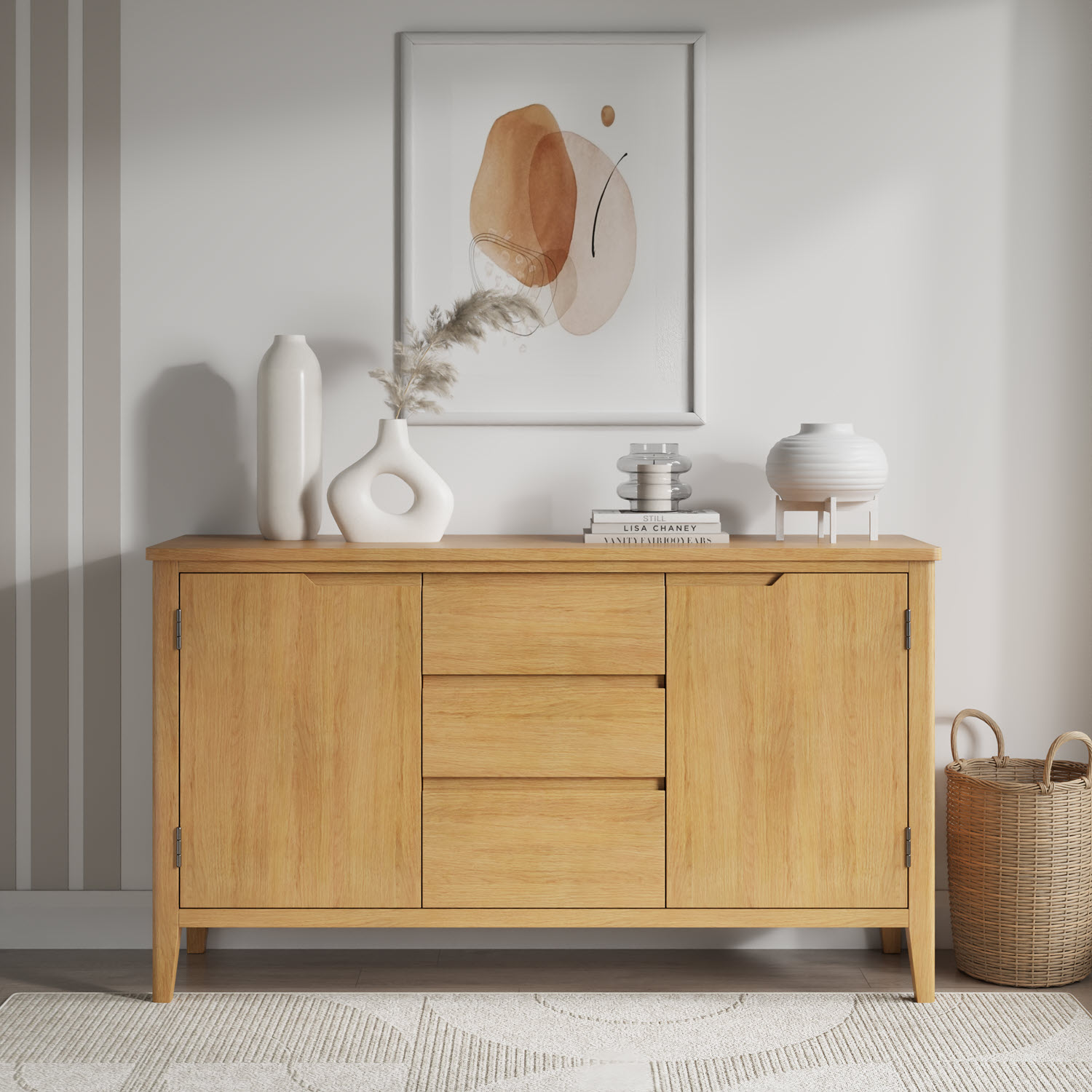 Ekero Oak 2 Door 3 Drawer Large Sideboard by Hertiance Furniture | Style Our Home