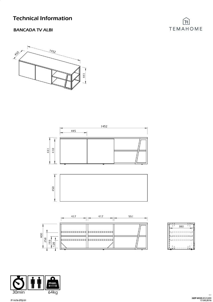 Albi Light Oak / White Metal Tv Stand 145 | Style Our Home
