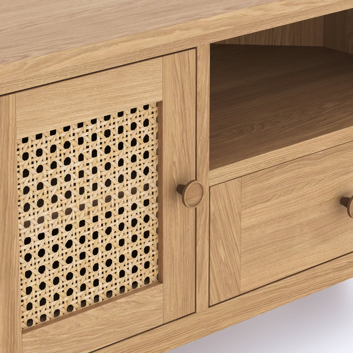 Halmstad Natural Oak Corner TV Unit by Hertiance Furniture | Style Our Home