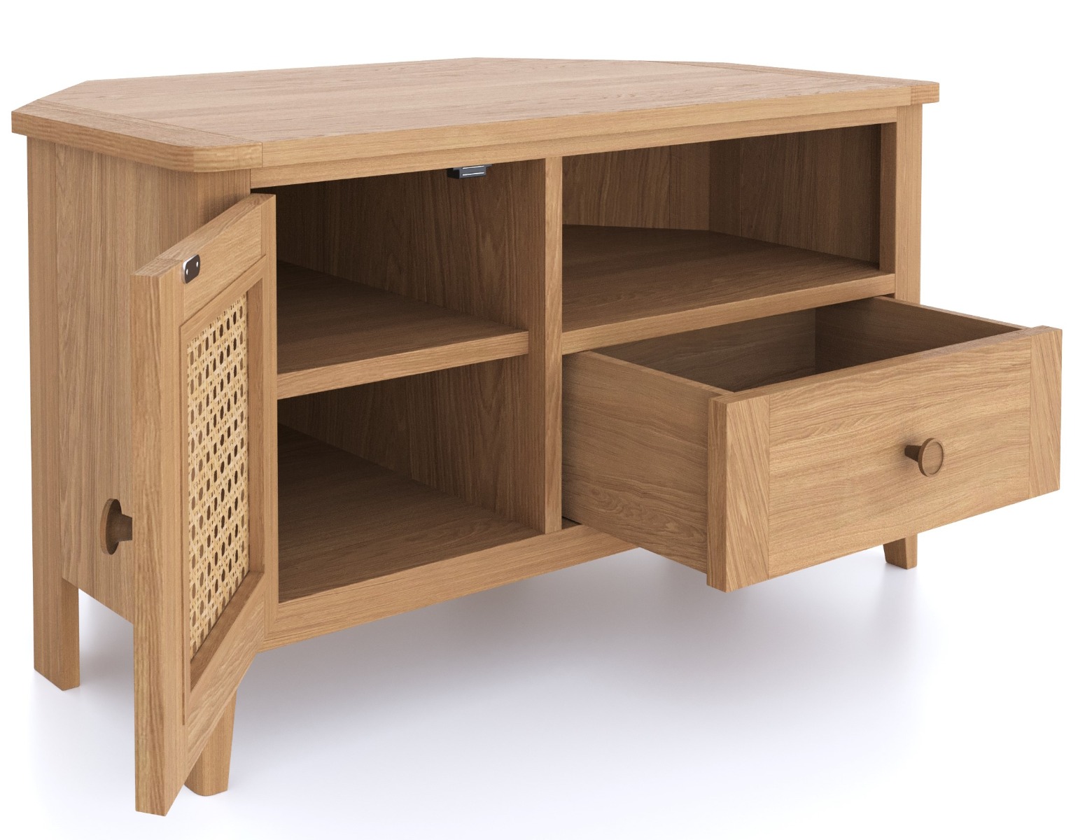 Halmstad Natural Oak Corner TV Unit by Hertiance Furniture | Style Our Home
