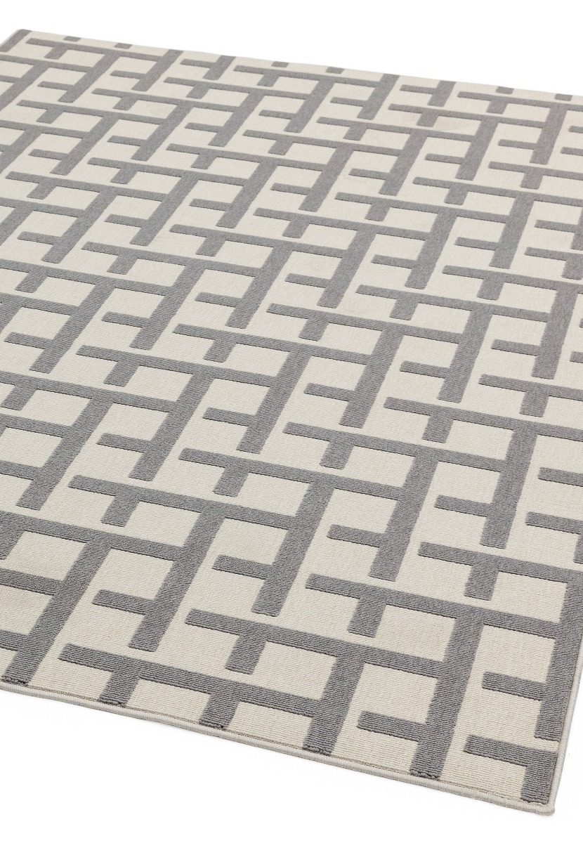 Antibes White Grey Grid Rug by Asiatic London | Style Our Home 