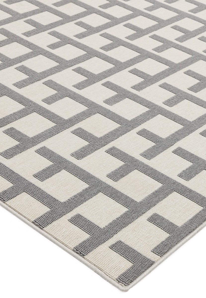 Antibes White Grey Grid Rug by Asiatic London | Style Our Home 