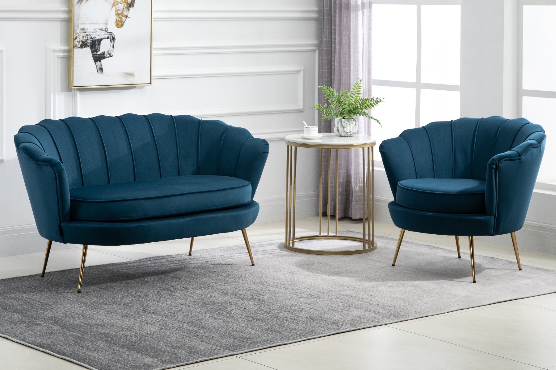 Ariel Blue 2 Seater Sofa