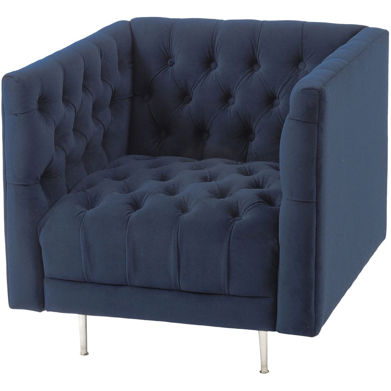 Arya Blue Velvet Button Detail Occasional Chair - Style Our Home 