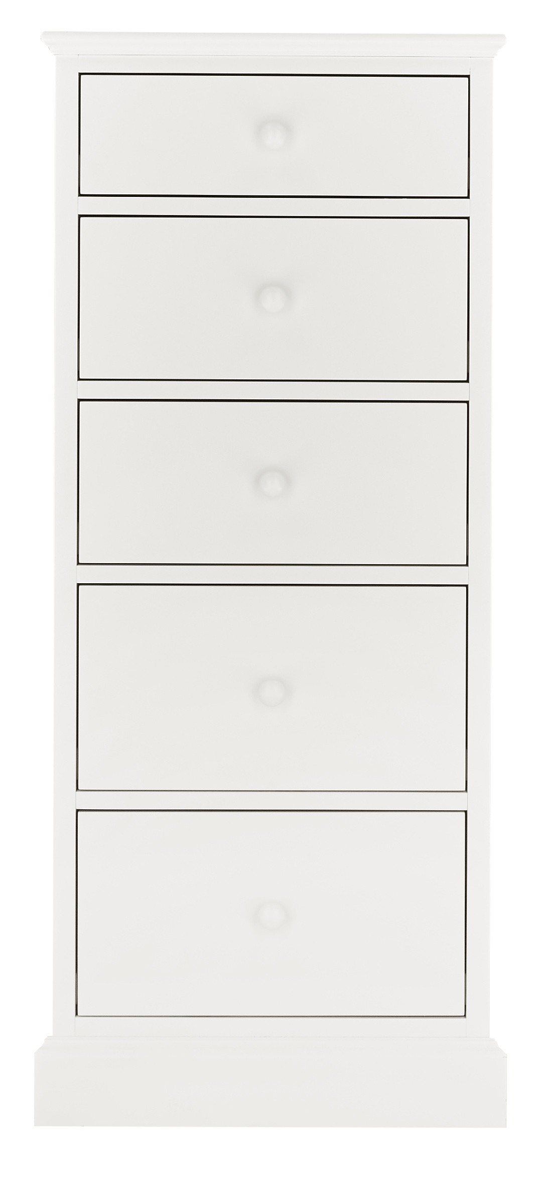 Ashby White 5 Drawer Tall Chest - Style Our Home