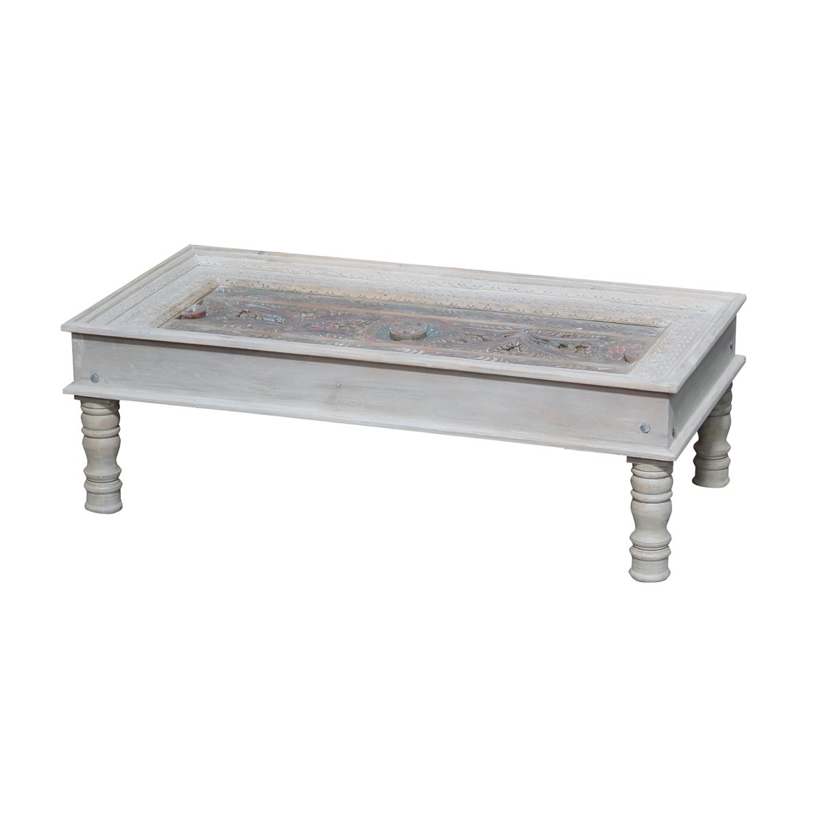 Meera Hand Carved Furniture Coffee Table with Glass | Style Our Home