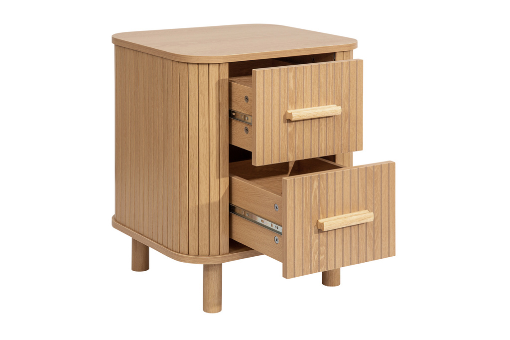 Axel 2 Drawer Fluted Bedside Oak by Birlea | Style Our Home