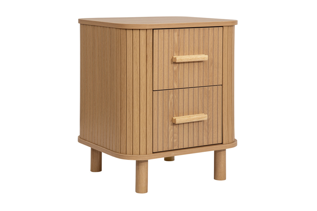 Axel 2 Drawer Fluted Bedside Oak by Birlea | Style Our Home