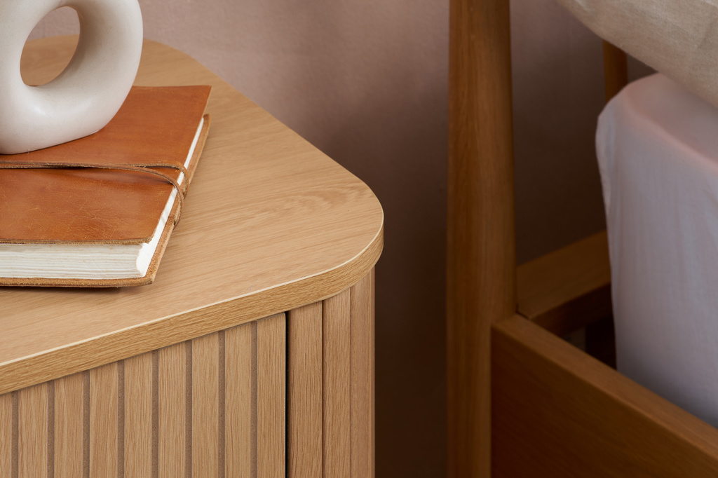 Axel 2 Drawer Fluted Bedside Oak by Birlea | Style Our Home