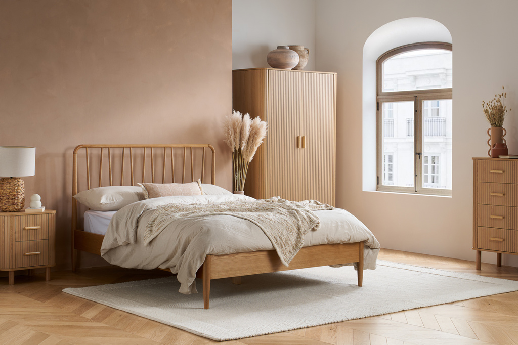 Axel 2 Drawer Fluted Bedside Oak by Birlea | Style Our Home