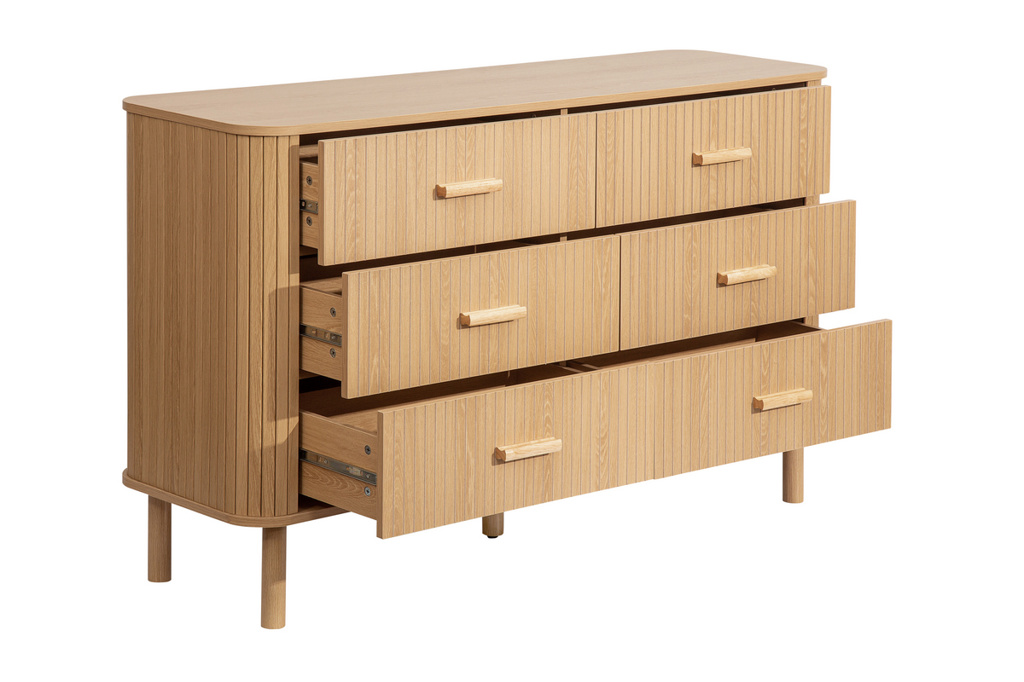 Axel 6 Drawer Fluted Chest Oak by Birlea | Style Our Home