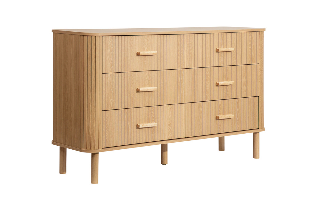 Axel 6 Drawer Fluted Chest Oak by Birlea | Style Our Home