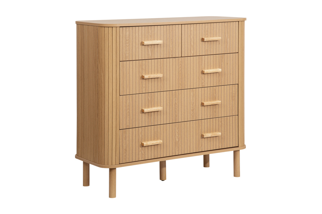 Axel 5 Drawer Fluted Chest Oak by Birlea | Style Our Home
