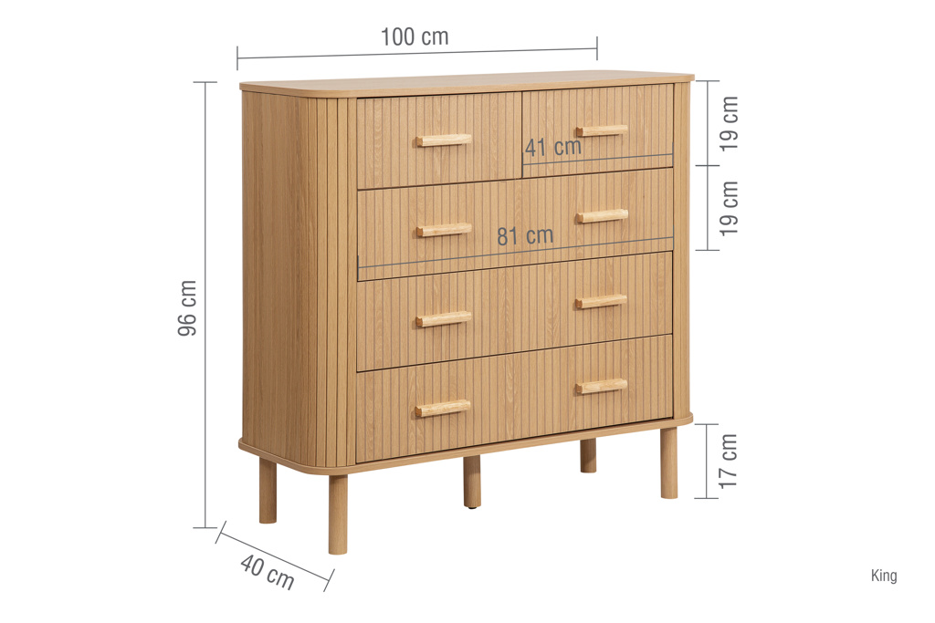 Axel 5 Drawer Fluted Chest Oak by Birlea | Style Our Home