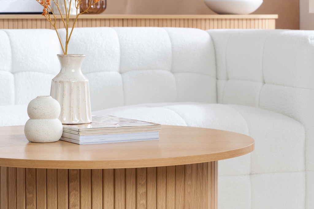 Axel Round Fluted Coffee Table Oak by Birlea | Style Our Home