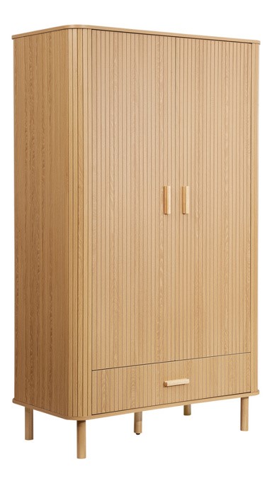 Axel 2 Door 1 Drawer Fluted Wardrobe Oak by Birlea | Style Our Home