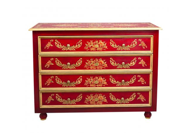 Red Floral Design 4 Drawer Chest by Quirky Barn | Style Our Home
