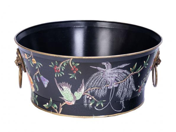 Black Lyre Bird Design Round Bowl with Handles by Quirky Barn | Style Our Home