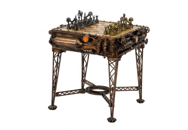 Reclaimed Iron Steampunk Theme Chess Table by Quirky Barn | Style Our Home