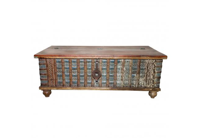 Antique 1.2m Chest with Carvings & Vintage Iron Clasps by Quirky Barn | Style Our Home