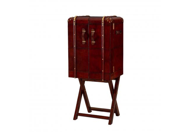 Handcrafted Leather Large Bar Cabinet With Stand - Cognac by Quirky Barn | Style Our Home