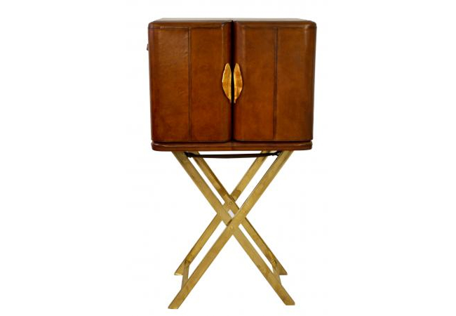 Handcrafted Leather & Brass Bar with Stand - Cognac by Quirky Barn | Style Our Home