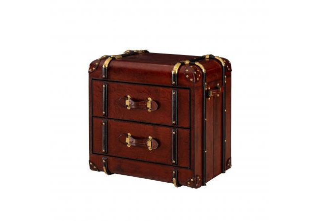 Handcrafted Leather 2 Drawer Side Table Trunk - Cognac by Quirky Barn | Style Our Home