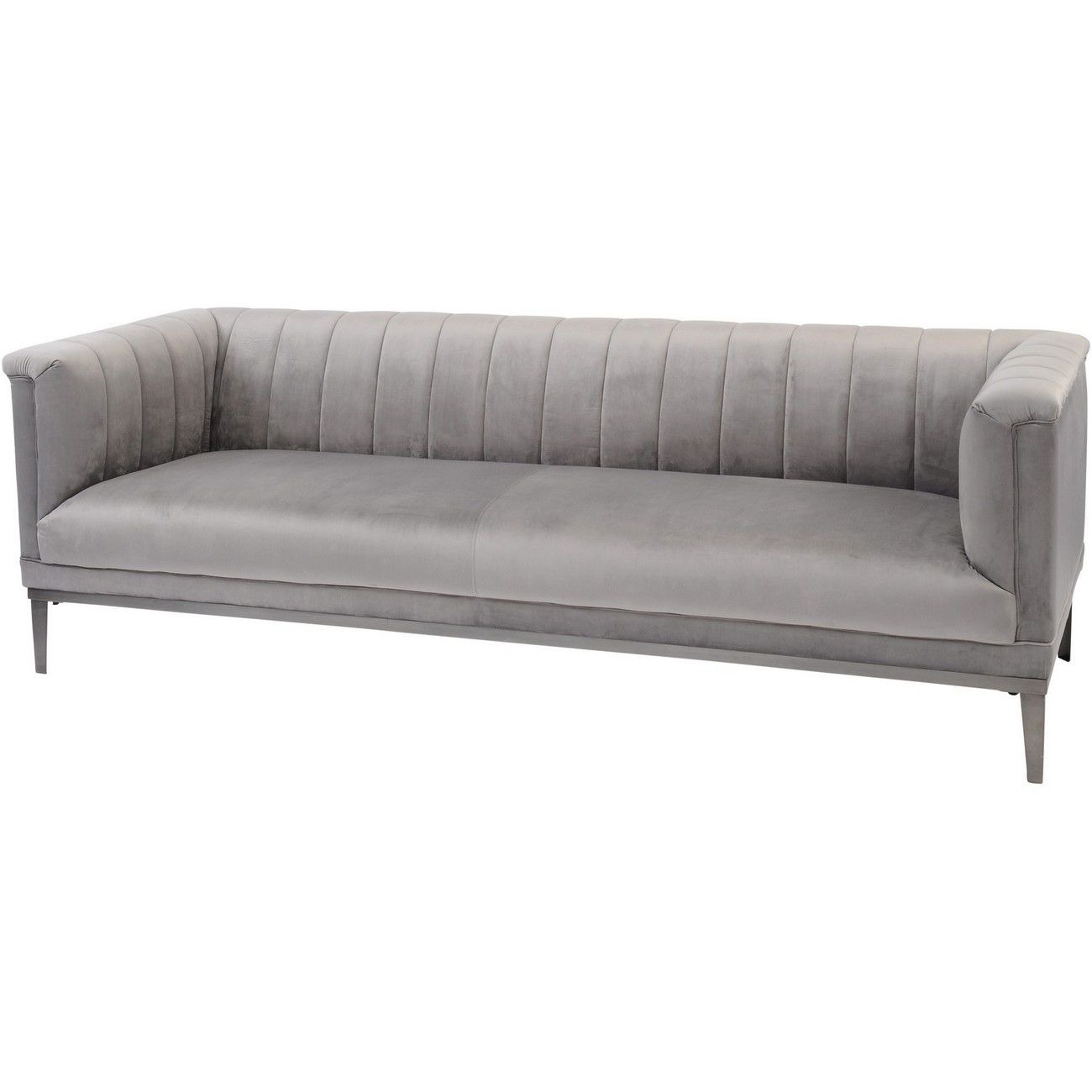 Belgravia Grey Three Seater Ribbed Sofa - Style Our Home 