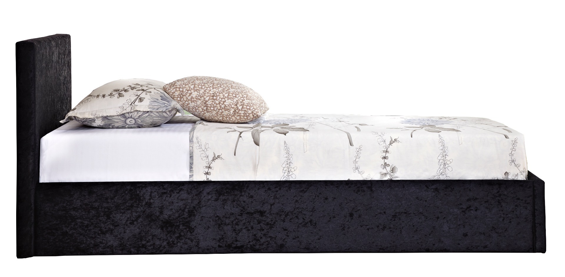 Berlin Black Crushed Velvet Single Ottoman Bed